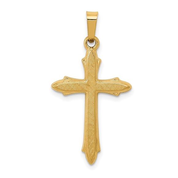 Kazi Luxury 14k Yellow Gold Textured and Polished Passion Cross Pendant